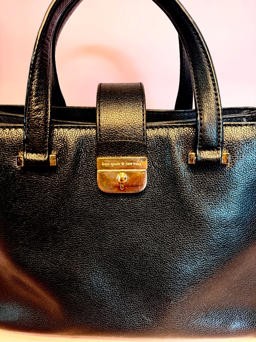 kate spade Black Pebbled Leather Top-Handle Briefcase - Picture 14 of 15